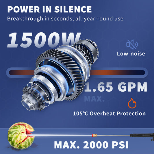 VEVOR Electric Pressure Washer 2000 PSI Max  GPM Power Washer W 30 Ft Hose  5 Quick Connect Nozzles, Foam Cannon, Portable To Clean Patios, Cars, Fences, Driveways