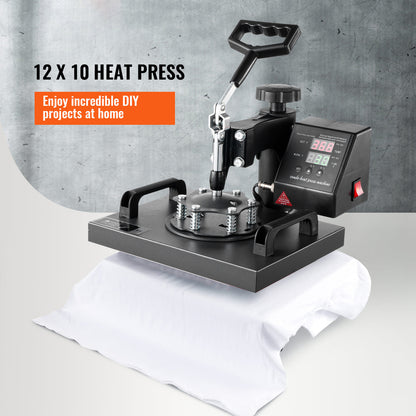 VEVOR Heat Press, 12x10Inch T-Shirt Press Machine, T-shirt Press Heat Press 30x23cm Printing Machine Heat Transfer Sublimation Machine For T-shirts