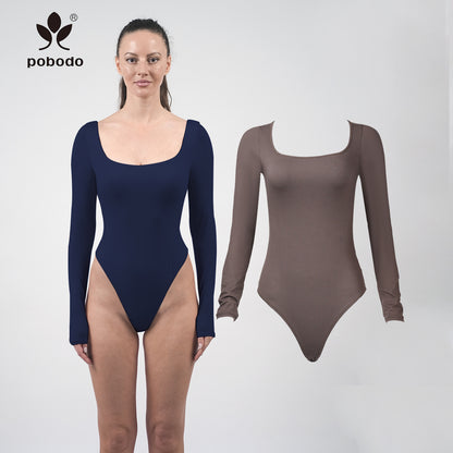 Square neckLong Sleeved Jumpsuit