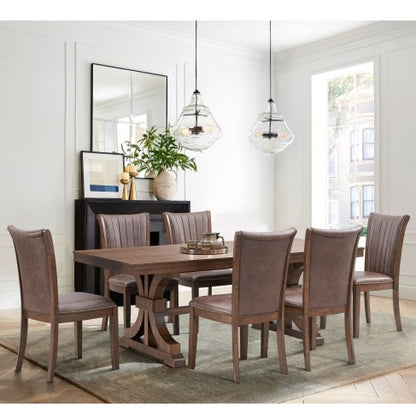 Rectangular Rubber Wood Dining Table with wooden Tresle