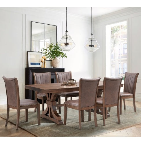 Rectangular Rubber Wood Dining Table with wooden Tresle