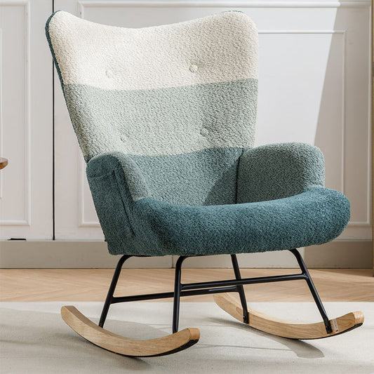 Modern Patchwork Accent Chair With Solid Wood Armrest And Feet, Mid-Century Modern Accent Sofa, Fabric Sofa Chair For Living Room Bedroom Studio, Comfy Side Armchair