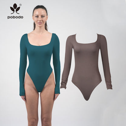 Square neckLong Sleeved Jumpsuit