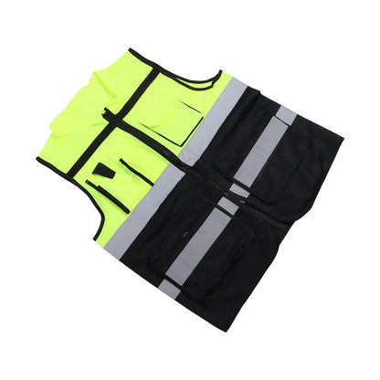 Reflective Working Vest Multiple Pockets Mesh Design High Visibility Breathable Safety Vest with Reflective Strips