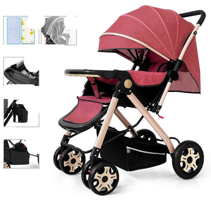 Lightweight Baby Stroller - Sit & Lie Down, Foldable with Shock Absorption