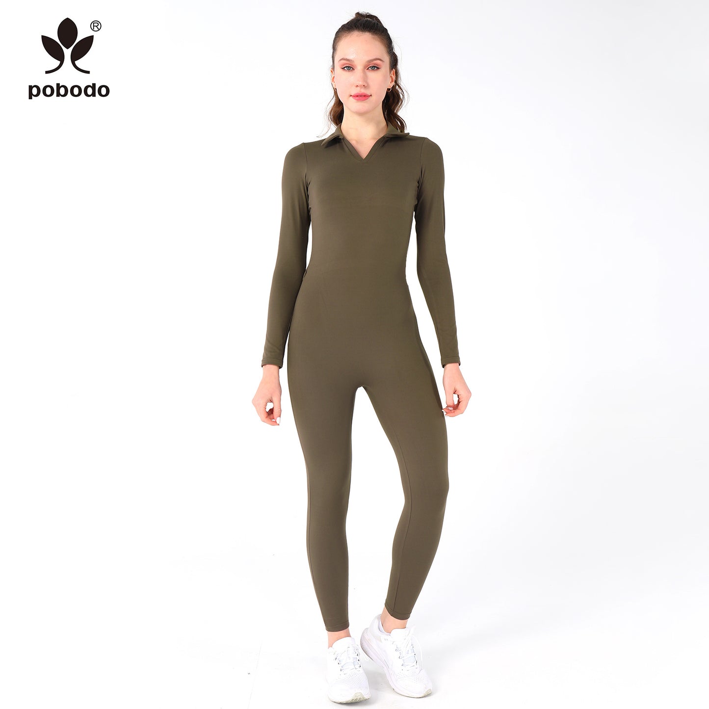 Polo Collar Long Jumpsuit