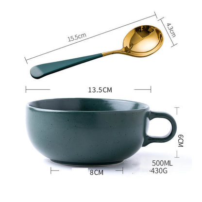 Creative Oatmeal Large Ceramic Milk Big Mouth Breakfast Bowl