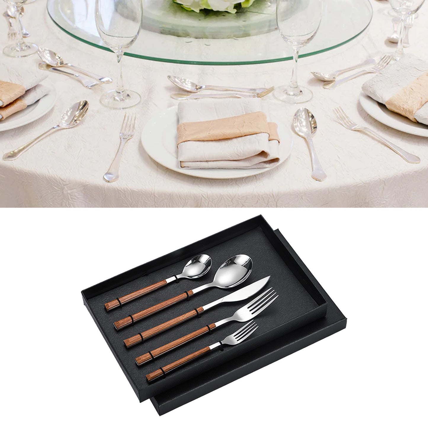 Tableware Cutlery Set Wood Grain Handle