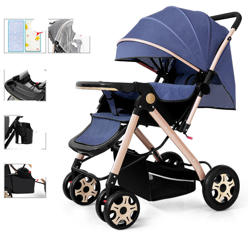 Lightweight Baby Stroller - Sit & Lie Down, Foldable with Shock Absorption
