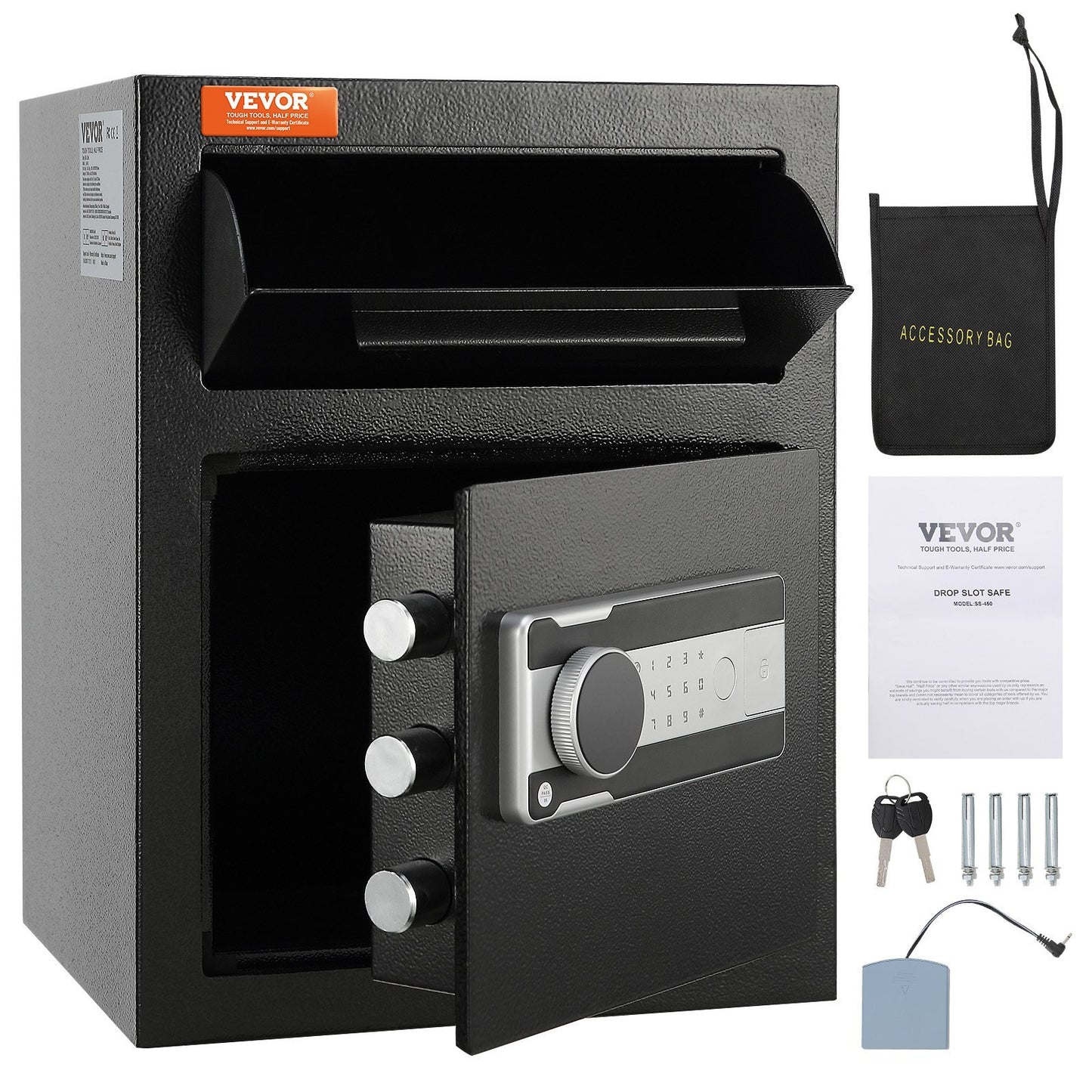 VEVOR 1.7 Cub Depository Safe, Deposit Safe With Drop Slot, Electronic Code Lock And 2 Emergency Keys, 17.71'' X 13.77'' X 13.77'' Business Drop Slot Safe For Cash, Mail In Home, Hotel, Office