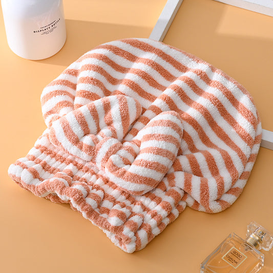 Coral Velvet Cartoon Embroidery For Woman With Dry Hair Hat