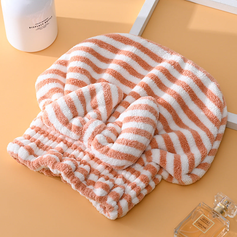 Coral Velvet Cartoon Embroidery For Woman With Dry Hair Hat