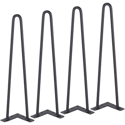 VEVOR Hairpin Furniture Legs, Metal Home DIY Projects For Nightstand, Coffee Table, Desk, 500lbs Load Capacity With Rubber Floor Protectors, Metal Heavy Duty Sturdy Modern Table Legs, 4PCS Black