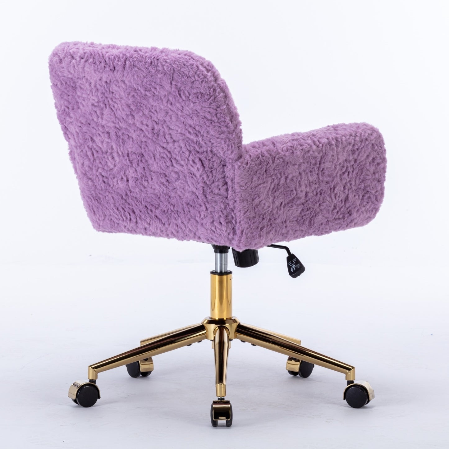 A&A Furniture Office Chair,Artificial Rabbit Hair Home Office Chair With Golden Metal Base,Adjustable