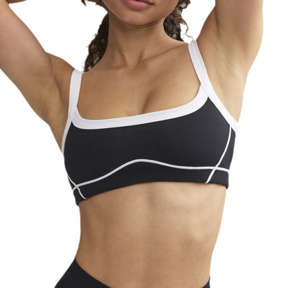 Nude Feel High Elastic Sports Contrast Color Bra Shoulder Straps Fitness Yoga Suit