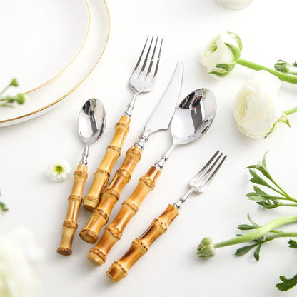 Creative Bamboo Tableware Stainless Steel Steak Cutlery