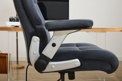 Office Chair 500lbs With Adjustable Support, Fabric Executive Computer Chair With 2D Flip-up Armrests, Ergonomic Chair Quiet Rubber Wheels, Extra Wide Seat, Adjustable Headrest
