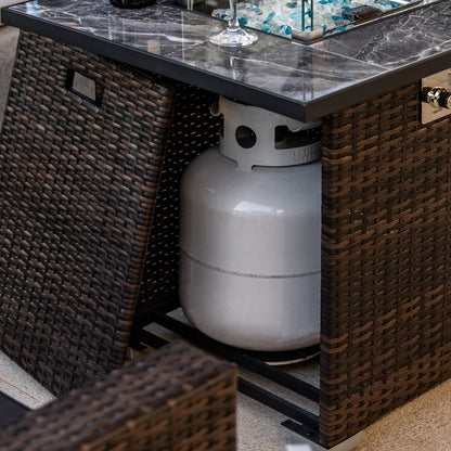 Outdoor Propane Fire Pit Table, Ceramic Tabletop Gas Fire Table
