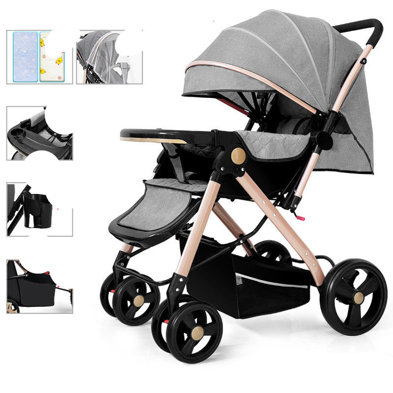 Lightweight Baby Stroller - Sit & Lie Down, Foldable with Shock Absorption