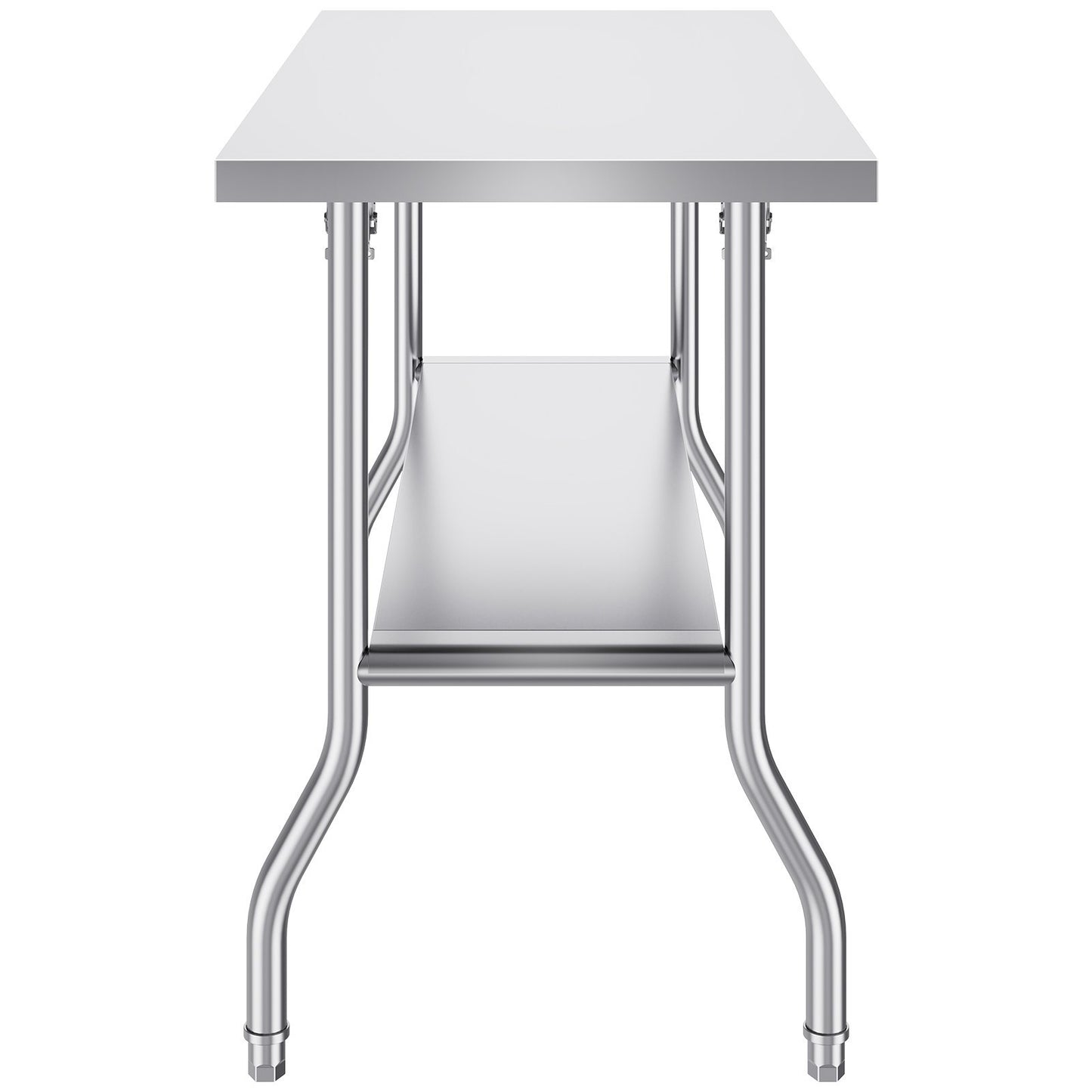VEVOR Commercial Worktable Workstation 48 X 24 Inch Folding Commercial Prep Table, Heavy-duty Stainless Steel Folding Table With 300 Lbs Load, Kitchen Work Table, Silver Stainless Steel Kitchen Island