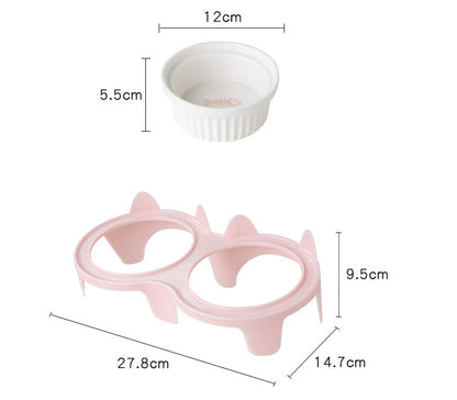 Cat Bowl Ceramic Double Bowl Water Bowl Tall Diagonal Pet Bowl supplies