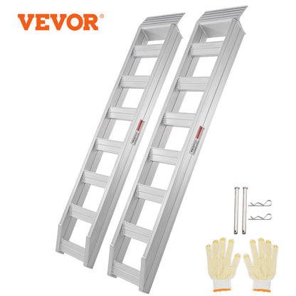 VEVOR Aluminum Ramps, 8810 Lbs, Heavy-duty Ramps With Top Hook Attaching End, Universal Loading Ramp For Motorcycle, Tractor, ATV UTV, Trucks, Lawn Mower, 72inL X 15inW, 2Pcs