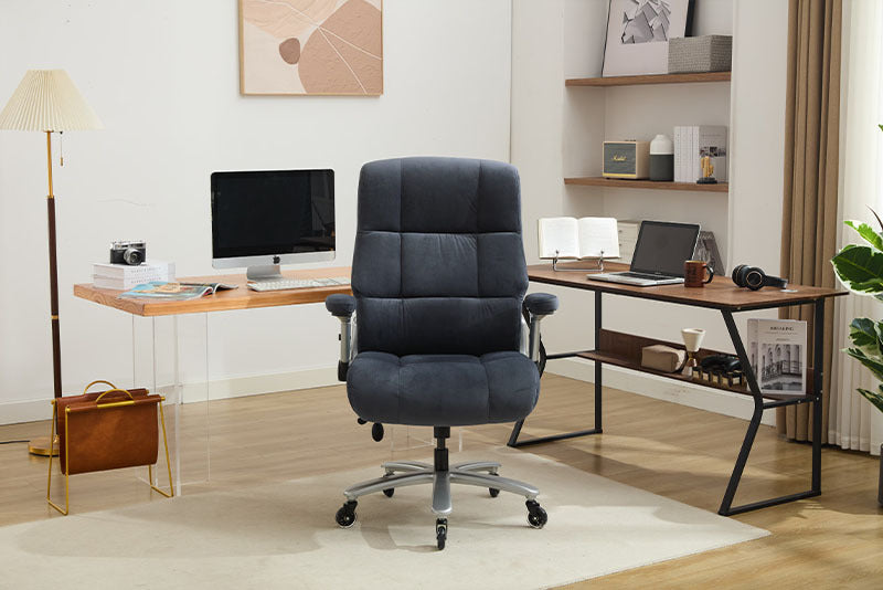 Office Chair 500lbs With Adjustable Support, Fabric Executive Computer Chair With 2D Flip-up Armrests, Ergonomic Chair Quiet Rubber Wheels, Extra Wide Seat, Adjustable Headrest