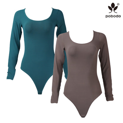 Round Neck Long Sleeved Jumpsuit