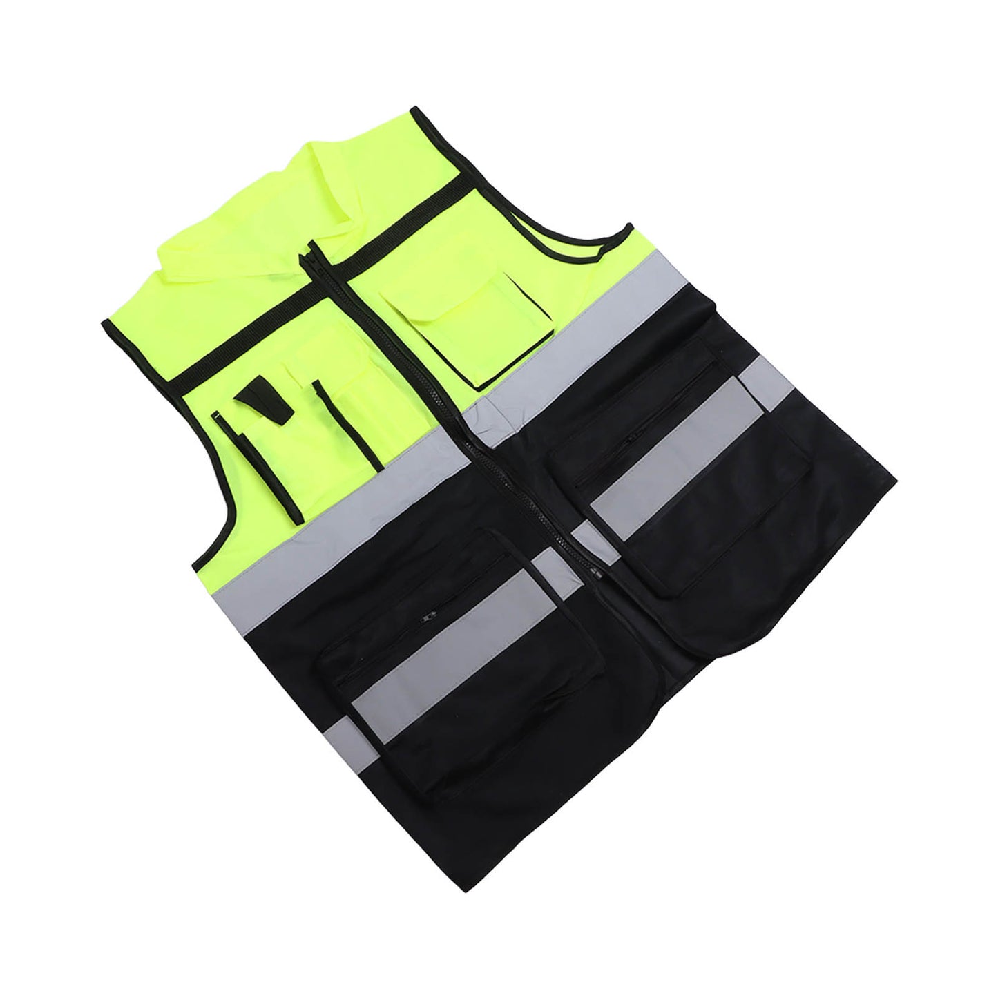 Reflective Working Vest Multiple Pockets Mesh Design High Visibility Breathable Safety Vest with Reflective Strips