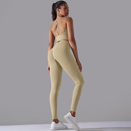 Seamless Knitted Tight High Waist Yoga Clothes Suit